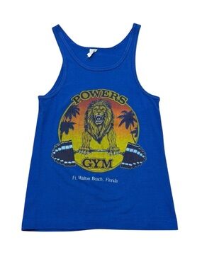 Vintage 1990s Powers Gym Mark III Tank Top Blue Single Stitch Made in USA